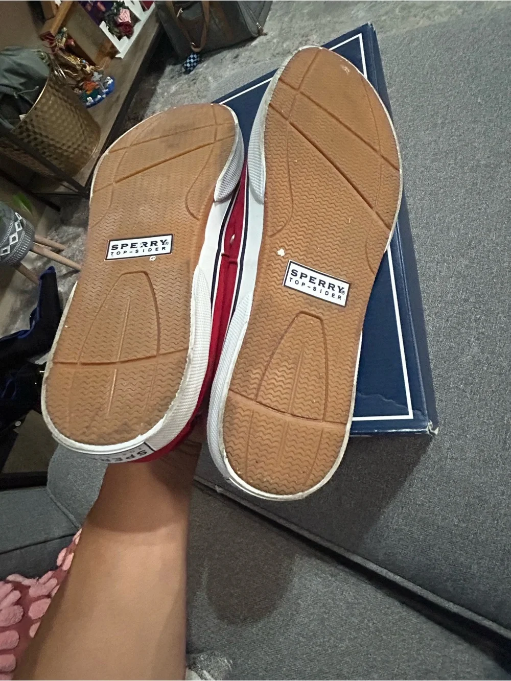 Sperry top -sider Men's Red Canvas Boat Shoes with White Laces